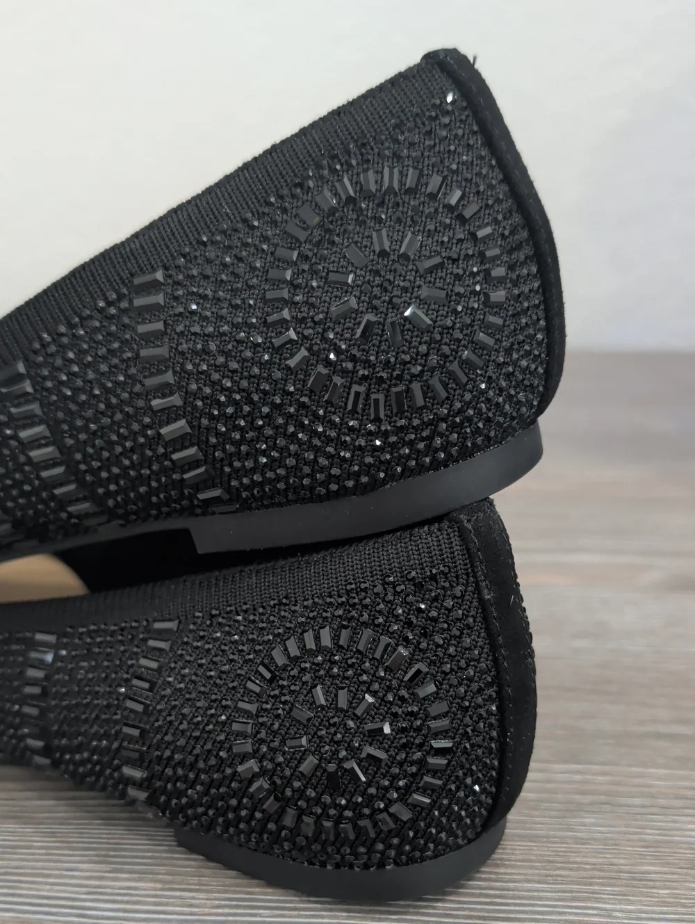 Near New Thalia Sodi KARLI Black Embellished Slip On Ballet Flats 8